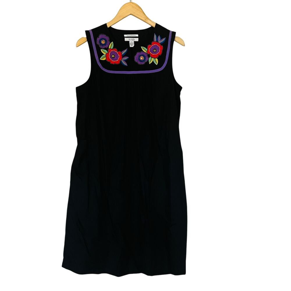 Go Softly Patio Wrinkle Resistant Embroidered  Shift Dress Size S Small NEW